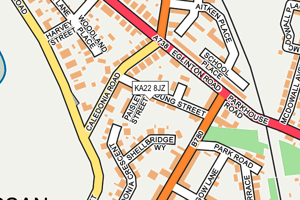 KA22 8JZ map - OS OpenMap – Local (Ordnance Survey) KA22 8JZ map - OS OpenMap – Local (Ordnance Survey)
