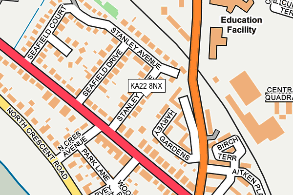 KA22 8NX map - OS OpenMap – Local (Ordnance Survey) KA22 8NX map - OS OpenMap – Local (Ordnance Survey)