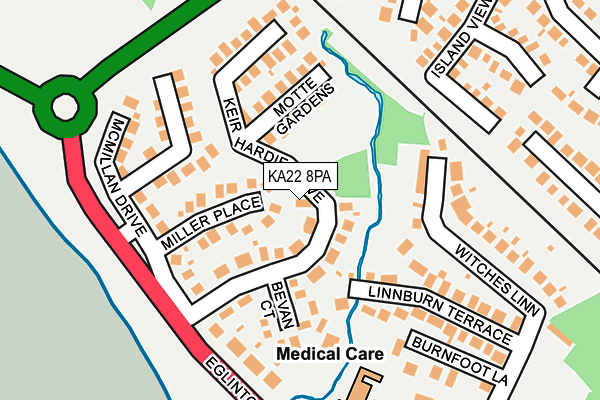 KA22 8PA map - OS OpenMap – Local (Ordnance Survey) KA22 8PA map - OS OpenMap – Local (Ordnance Survey)