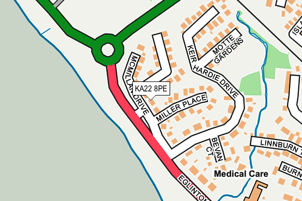 KA22 8PE map - OS OpenMap – Local (Ordnance Survey) KA22 8PE map - OS OpenMap – Local (Ordnance Survey)