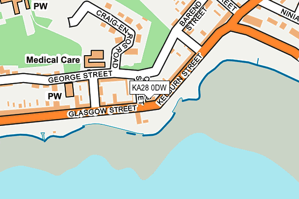 KA28 0DW map - OS OpenMap – Local (Ordnance Survey) KA28 0DW map - OS OpenMap – Local (Ordnance Survey)
