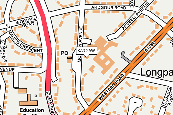 KA3 2AW map - OS OpenMap – Local (Ordnance Survey) KA3 2AW map - OS OpenMap – Local (Ordnance Survey)
