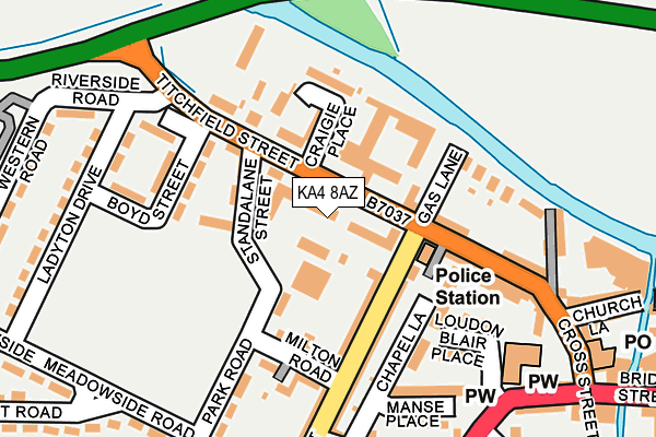 KA4 8AZ map - OS OpenMap – Local (Ordnance Survey) KA4 8AZ map - OS OpenMap – Local (Ordnance Survey)
