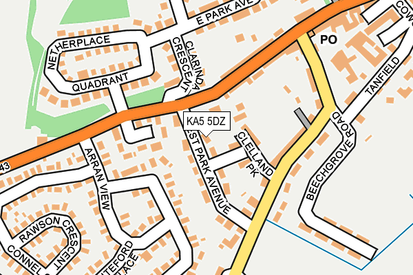 KA5 5DZ map - OS OpenMap – Local (Ordnance Survey) KA5 5DZ map - OS OpenMap – Local (Ordnance Survey)