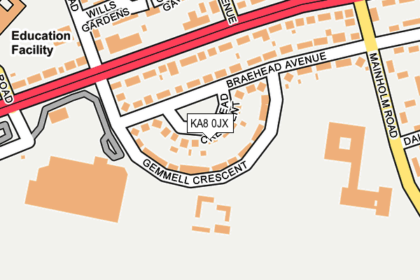 KA8 0JX map - OS OpenMap – Local (Ordnance Survey) KA8 0JX map - OS OpenMap – Local (Ordnance Survey)