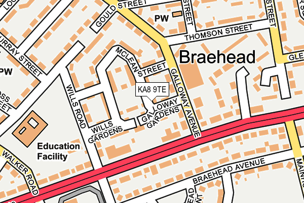 KA8 9TE map - OS OpenMap – Local (Ordnance Survey) KA8 9TE map - OS OpenMap – Local (Ordnance Survey)