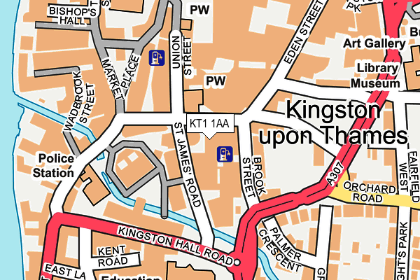 KT1 1AA map - OS OpenMap – Local (Ordnance Survey) KT1 1AA map - OS OpenMap – Local (Ordnance Survey)