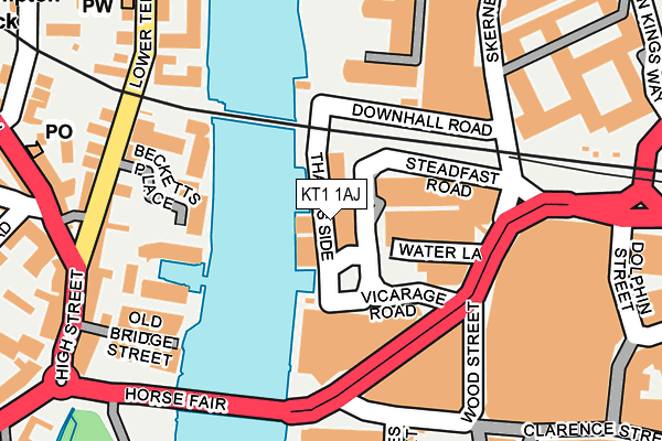 KT1 1AJ map - OS OpenMap – Local (Ordnance Survey) KT1 1AJ map - OS OpenMap – Local (Ordnance Survey)