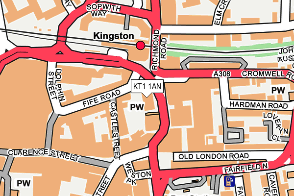 KT1 1AN map - OS OpenMap – Local (Ordnance Survey) KT1 1AN map - OS OpenMap – Local (Ordnance Survey)