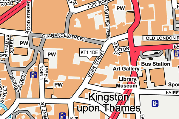 KT1 1DE map - OS OpenMap – Local (Ordnance Survey)