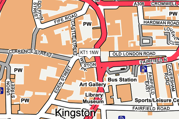 KT1 1NW map - OS OpenMap – Local (Ordnance Survey) KT1 1NW map - OS OpenMap – Local (Ordnance Survey)