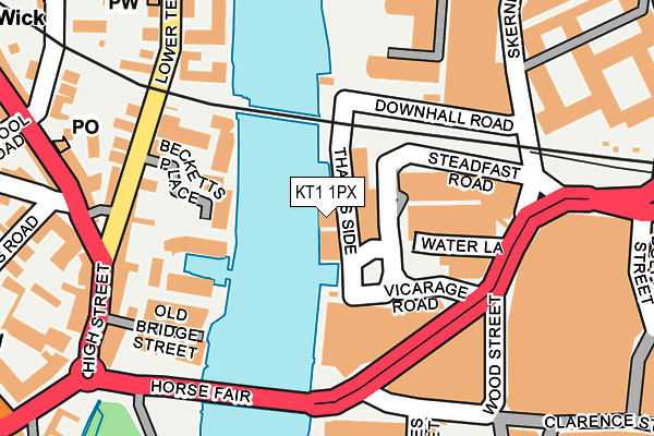 KT1 1PX map - OS OpenMap – Local (Ordnance Survey) KT1 1PX map - OS OpenMap – Local (Ordnance Survey)