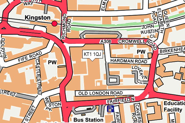 KT1 1QJ map - OS OpenMap – Local (Ordnance Survey) KT1 1QJ map - OS OpenMap – Local (Ordnance Survey)