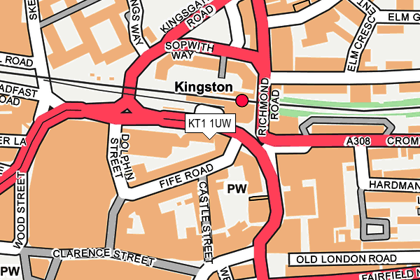 KT1 1UW map - OS OpenMap – Local (Ordnance Survey) KT1 1UW map - OS OpenMap – Local (Ordnance Survey)