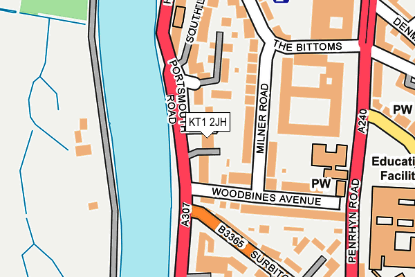 KT1 2JH map - OS OpenMap – Local (Ordnance Survey) KT1 2JH map - OS OpenMap – Local (Ordnance Survey)