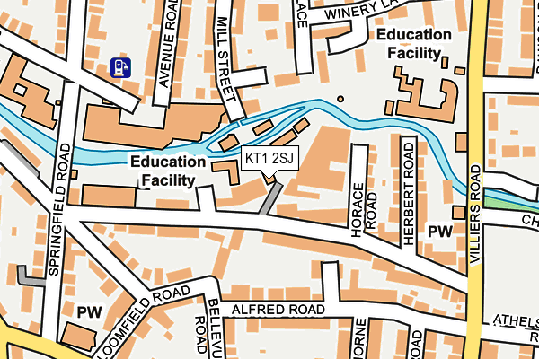 KT1 2SJ map - OS OpenMap – Local (Ordnance Survey) KT1 2SJ map - OS OpenMap – Local (Ordnance Survey)