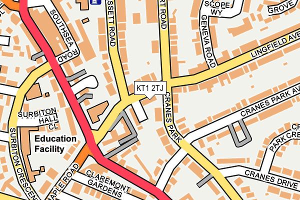 KT1 2TJ map - OS OpenMap – Local (Ordnance Survey) KT1 2TJ map - OS OpenMap – Local (Ordnance Survey)