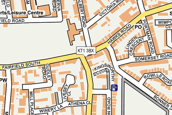 KT1 3BX map - OS OpenMap – Local (Ordnance Survey) KT1 3BX map - OS OpenMap – Local (Ordnance Survey)
