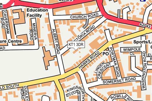 KT1 3DR map - OS OpenMap – Local (Ordnance Survey) KT1 3DR map - OS OpenMap – Local (Ordnance Survey)