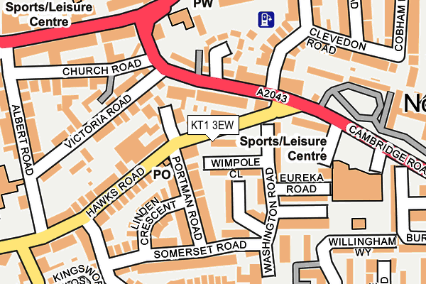 KT1 3EW map - OS OpenMap – Local (Ordnance Survey) KT1 3EW map - OS OpenMap – Local (Ordnance Survey)