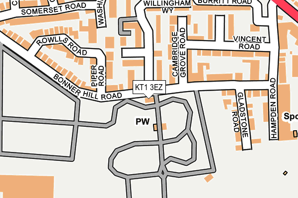 KT1 3EZ map - OS OpenMap – Local (Ordnance Survey) KT1 3EZ map - OS OpenMap – Local (Ordnance Survey)