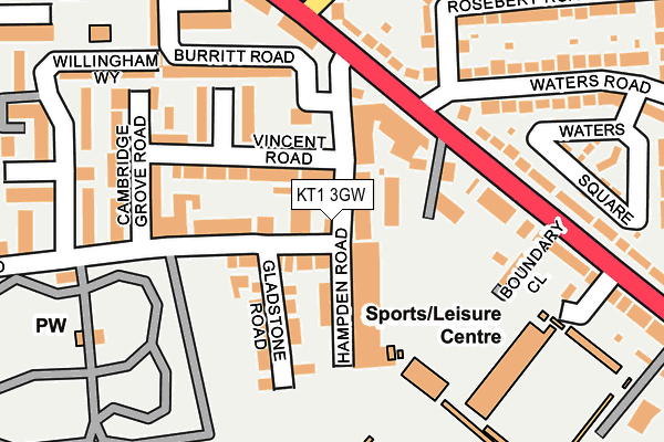 KT1 3GW map - OS OpenMap – Local (Ordnance Survey) KT1 3GW map - OS OpenMap – Local (Ordnance Survey)