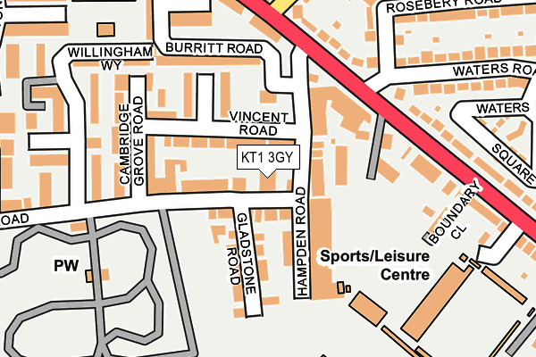 KT1 3GY map - OS OpenMap – Local (Ordnance Survey) KT1 3GY map - OS OpenMap – Local (Ordnance Survey)