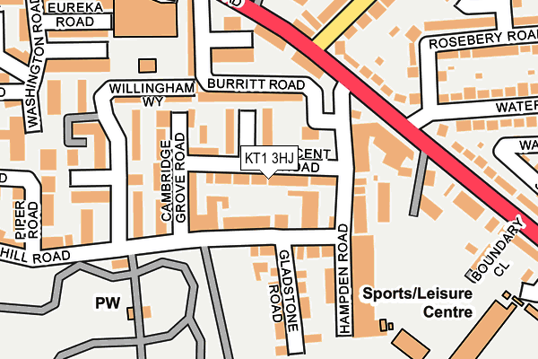 KT1 3HJ map - OS OpenMap – Local (Ordnance Survey) KT1 3HJ map - OS OpenMap – Local (Ordnance Survey)