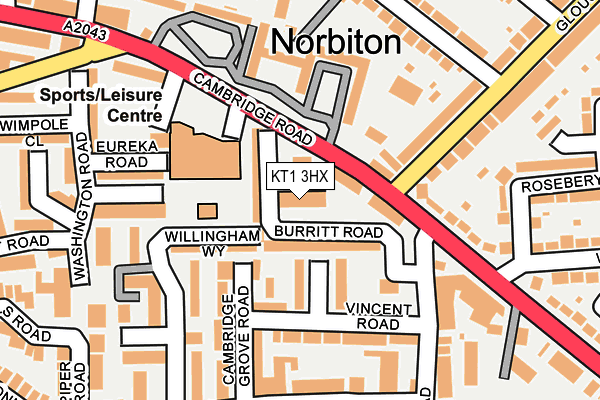 KT1 3HX map - OS OpenMap – Local (Ordnance Survey) KT1 3HX map - OS OpenMap – Local (Ordnance Survey)