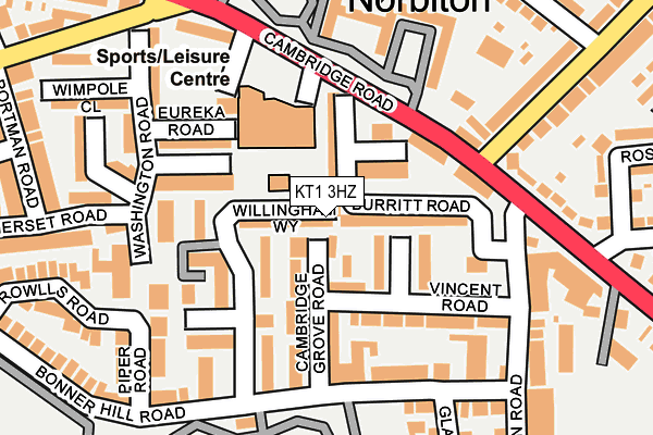 KT1 3HZ map - OS OpenMap – Local (Ordnance Survey) KT1 3HZ map - OS OpenMap – Local (Ordnance Survey)