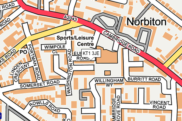 KT1 3JE map - OS OpenMap – Local (Ordnance Survey) KT1 3JE map - OS OpenMap – Local (Ordnance Survey)