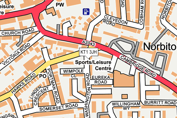 KT1 3JH map - OS OpenMap – Local (Ordnance Survey)