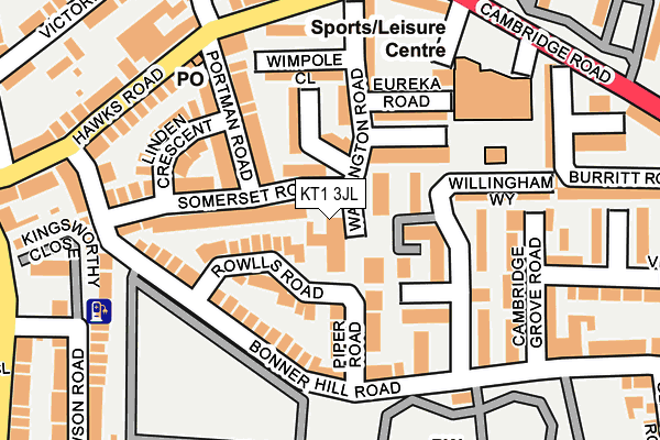 KT1 3JL map - OS OpenMap – Local (Ordnance Survey) KT1 3JL map - OS OpenMap – Local (Ordnance Survey)