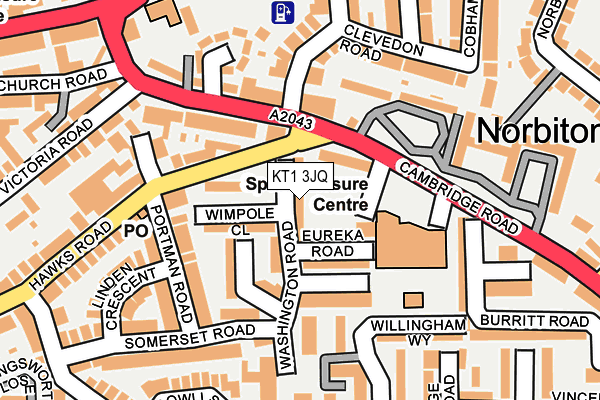 KT1 3JQ map - OS OpenMap – Local (Ordnance Survey)