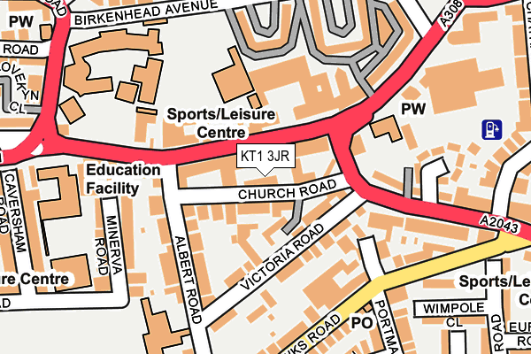 KT1 3JR map - OS OpenMap – Local (Ordnance Survey) KT1 3JR map - OS OpenMap – Local (Ordnance Survey)