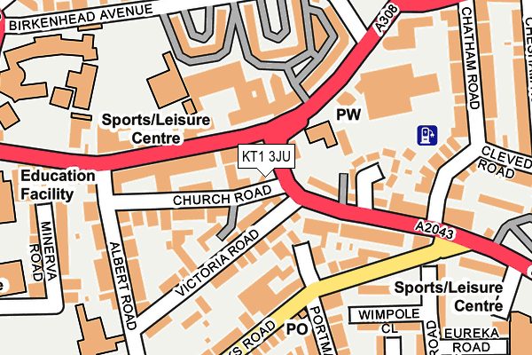 KT1 3JU map - OS OpenMap – Local (Ordnance Survey) KT1 3JU map - OS OpenMap – Local (Ordnance Survey)