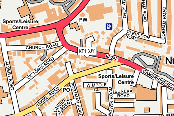 KT1 3JY map - OS OpenMap – Local (Ordnance Survey) KT1 3JY map - OS OpenMap – Local (Ordnance Survey)
