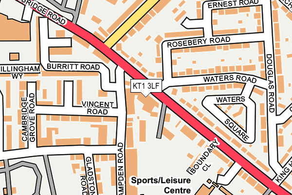 KT1 3LF map - OS OpenMap – Local (Ordnance Survey) KT1 3LF map - OS OpenMap – Local (Ordnance Survey)