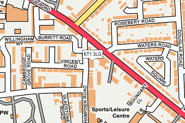 KT1 3LG map - OS OpenMap – Local (Ordnance Survey) KT1 3LG map - OS OpenMap – Local (Ordnance Survey)