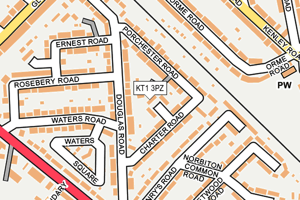 KT1 3PZ map - OS OpenMap – Local (Ordnance Survey) KT1 3PZ map - OS OpenMap – Local (Ordnance Survey)