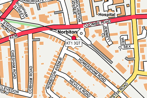 KT1 3QT map - OS OpenMap – Local (Ordnance Survey) KT1 3QT map - OS OpenMap – Local (Ordnance Survey)
