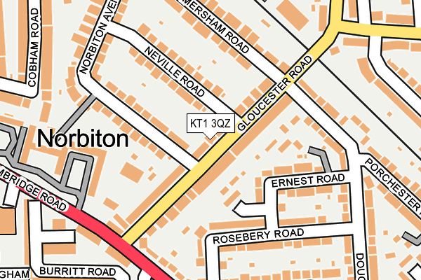 KT1 3QZ map - OS OpenMap – Local (Ordnance Survey) KT1 3QZ map - OS OpenMap – Local (Ordnance Survey)