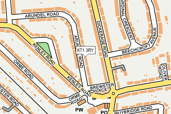 KT1 3RY map - OS OpenMap – Local (Ordnance Survey) KT1 3RY map - OS OpenMap – Local (Ordnance Survey)