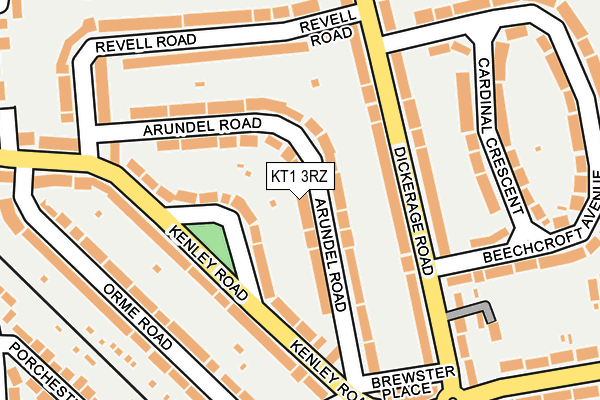 KT1 3RZ map - OS OpenMap – Local (Ordnance Survey) KT1 3RZ map - OS OpenMap – Local (Ordnance Survey)