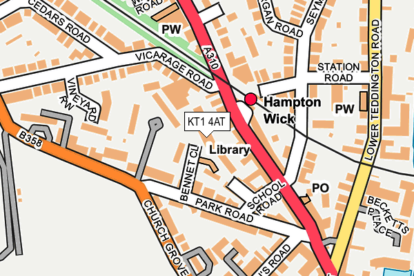 KT1 4AT map - OS OpenMap – Local (Ordnance Survey) KT1 4AT map - OS OpenMap – Local (Ordnance Survey)