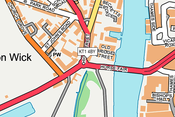 KT1 4BY map - OS OpenMap – Local (Ordnance Survey) KT1 4BY map - OS OpenMap – Local (Ordnance Survey)