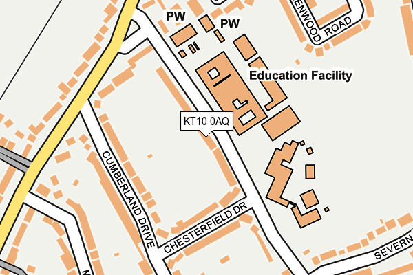 KT10 0AQ map - OS OpenMap – Local (Ordnance Survey)