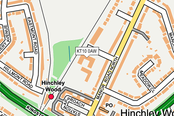 KT10 0AW map - OS OpenMap – Local (Ordnance Survey)
