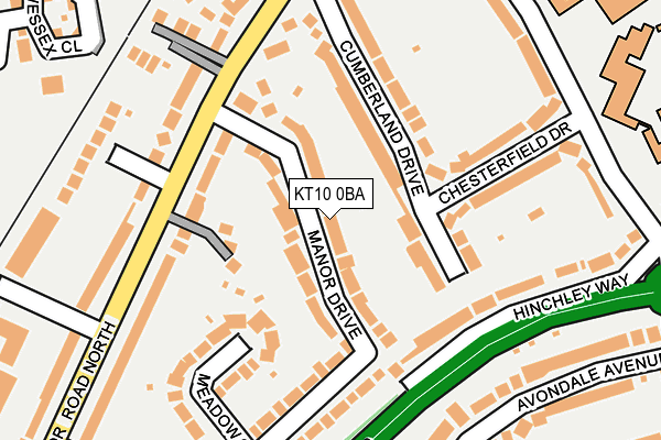 KT10 0BA map - OS OpenMap – Local (Ordnance Survey) KT10 0BA map - OS OpenMap – Local (Ordnance Survey)