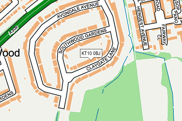KT10 0BJ map - OS OpenMap – Local (Ordnance Survey) KT10 0BJ map - OS OpenMap – Local (Ordnance Survey)